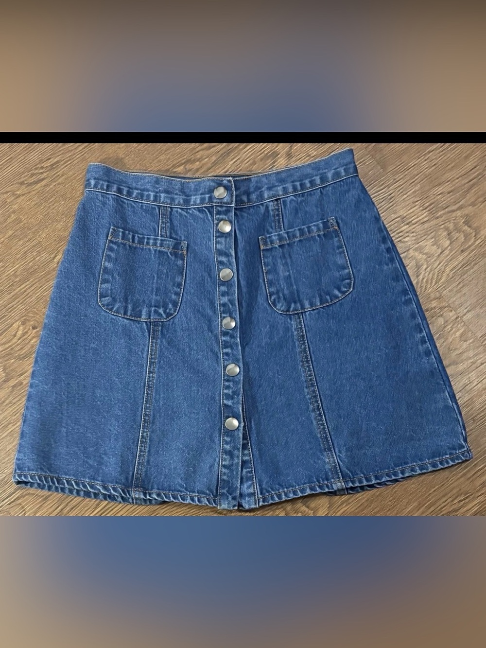 Urban Outfitters Blue Denim A-Line Button-Front Skirt